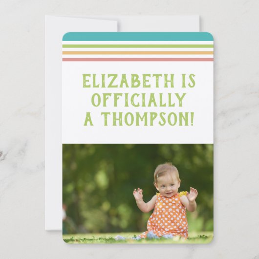 Adoption Party Modernes Foto mit mehreren Farbstre Einladung (Vorderseite)