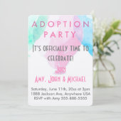 Adoption Party Pink & Blue Balloons Ankündigung (Stehend Vorderseite)