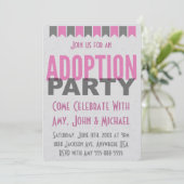 Adoption Party Rosa Moderne Ankündigungen (Stehend Vorderseite)