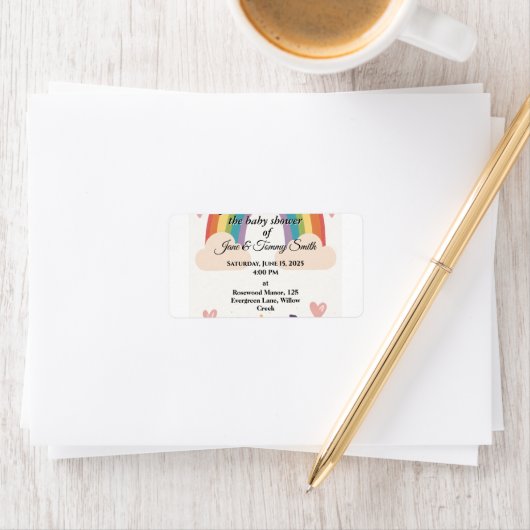 Adoption Rainbow Baby Dusche Adressaufkleber (Insitu)