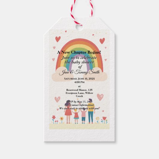 Adoption Rainbow Baby Dusche Geschenkanhänger (Vorderseite)