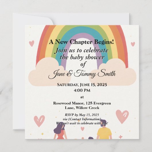 Adoption Rainbow Baby Dusche Save The Date (Vorderseite)