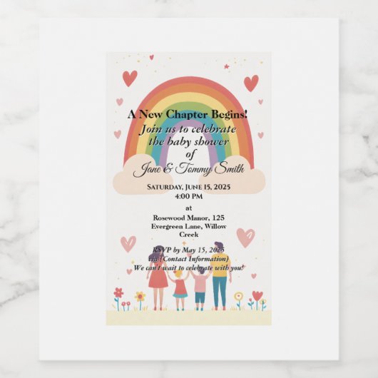 Adoption Rainbow Baby Dusche Weinetikett (Einzelnes Label)