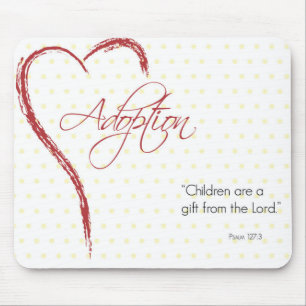 Adoption, religiös, gelbe Punkte mit rotem Herzen Mousepad