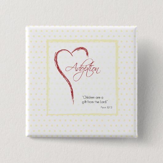 Adoption, Religiöse, Gelbe Punkte mit rotem Herzen Button (Vorderseite)