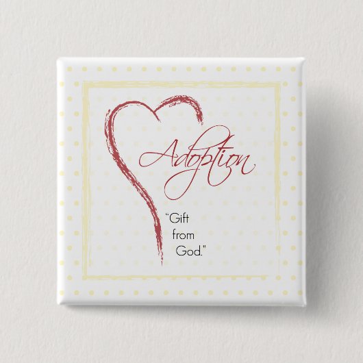 Adoption, Religiöse, Gelbe Punkte mit rotem Herzen Button (Vorderseite)