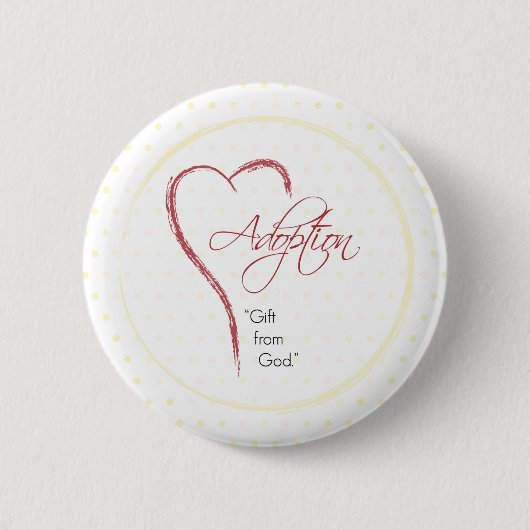 Adoption, Religiöse, Gelbe Punkte mit rotem Herzen Button (Vorderseite)