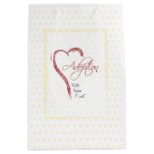 Adoption, Religiöse, Gelbe Punkte mit rotem Herzen Mittlere Geschenktüte (Vorderseite)