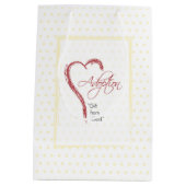 Adoption, Religiöse, Gelbe Punkte mit rotem Herzen Mittlere Geschenktüte (Rückseite)