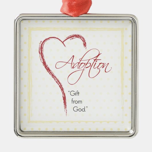 Adoption, Religiöse, Gelbe Punkte mit rotem Herzen Ornament Aus Metall (Vorne)