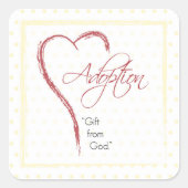 Adoption, Religiöse, Gelbe Punkte mit rotem Herzen Quadratischer Aufkleber (Vorderseite)