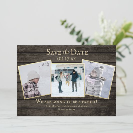 Adoption Rustikales Foto Save the Date (Stehend Vorderseite)