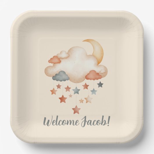 Adoption Shower – Dreamy Star Welcome Pappteller (Vorderseite)