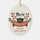 Adoption "Unser erstes Weihnachtsfest" Foto zurück Keramik Ornament (Rechts)