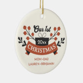 Adoption "Unser erstes Weihnachtsfest" Moderner Sa Keramik Ornament (Rechts)