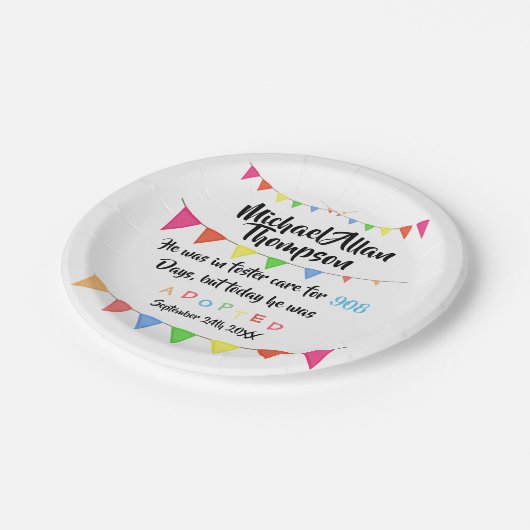 Adoption vom Pflegesorgfalt-Party-Teller Pappteller (Schrägansicht)