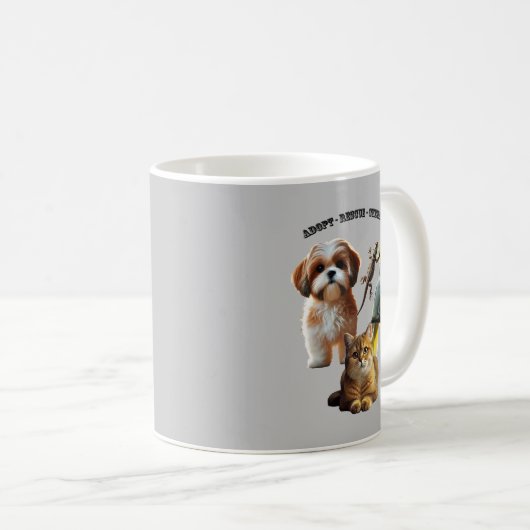 Adoption von Haustieren mit Hunden, Katzen, Vögeln Kaffeetasse (VorderseiteRechts)