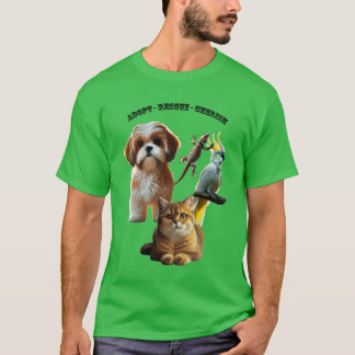 Adoption von Haustieren mit Hunden, Katzen, Vögeln T-Shirt