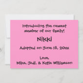 Adoption von Hunden oder Geburtsankündigungen (Ros Ankündigung (Rückseite)