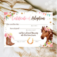 Adoption-Zertifikat für Pferde zum Geburtstag Part