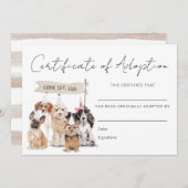 Adoption-Zertifikatskarte für pawty Puppy Dankeskarte (Vorne/Hinten)