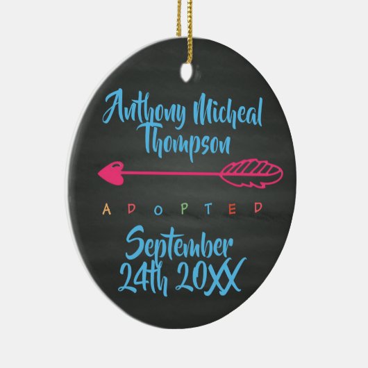 Adoptions-Entwurfs-Name-Datums-Foto Keramik Ornament (Rechts)