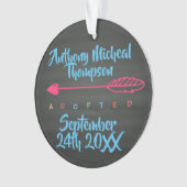 Adoptions-Entwurfs-Name-Datums-Foto Ornament (Vorderseite)
