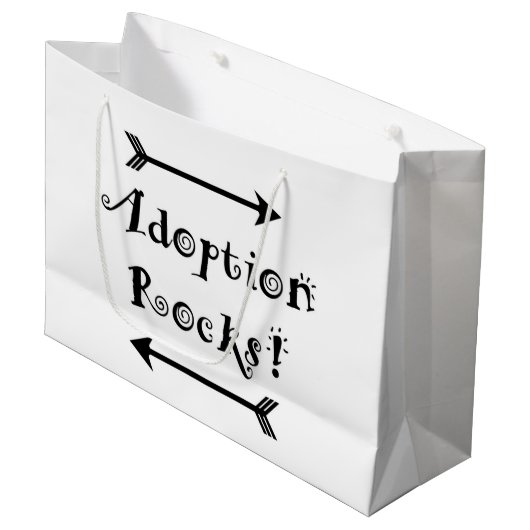 Adoptions-Felsen! Große Geschenktüte (Vorderseite Schrägansicht)