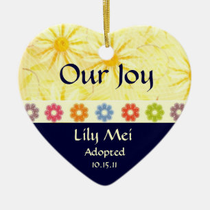 Adoptions-Mitteilungs-Andenken Keramik Ornament