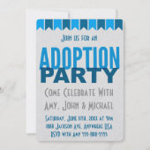 Adoptions-Party-blaue moderne Einladung (Vorderseite)