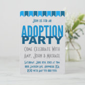 Adoptions-Party-blaue moderne Einladung (Stehend Vorderseite)