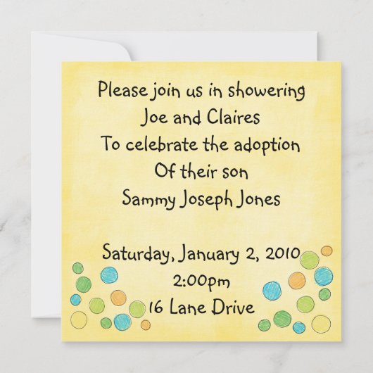 Adoptionsduscheneinladung Einladung (Rückseite)