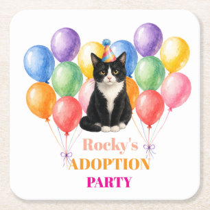 Adoptionsfeier Gotcha-Tag Anzugkatze Haustier Rechteckiger Pappuntersetzer