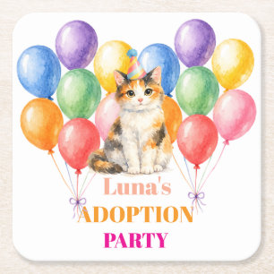 Adoptionsfeier Gotcha-Tag Dreifarbenkatze Haustier Rechteckiger Pappuntersetzer