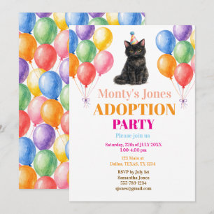 Adoptionsfeier Gotcha-Tag Schwarze Katze Haustier Einladung