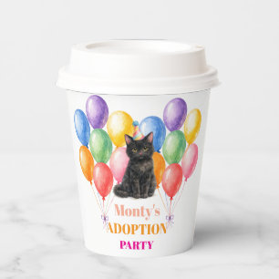 Adoptionsfeier Gotcha-Tag Schwarze Katze Haustier Pappbecher