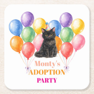 Adoptionsfeier Gotcha-Tag Schwarze Katze Haustier Rechteckiger Pappuntersetzer