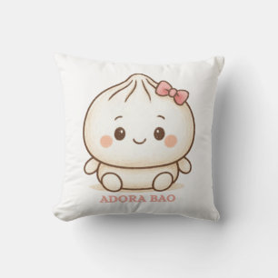 Adora Bao Süße pinke Bao-Bun-Illustration Kissen