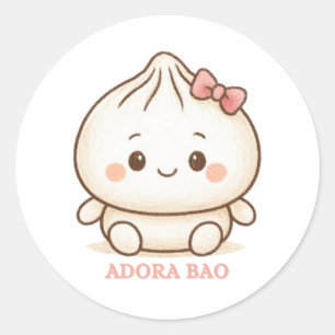 Adora Bao Süße pinke Bao Bun Illustration Runder Aufkleber