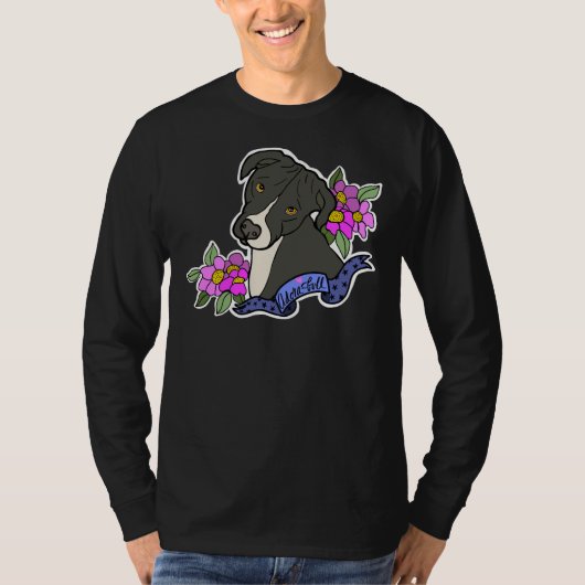 Adora Bull Pitbull und Blume T-Shirt (Vorderseite)