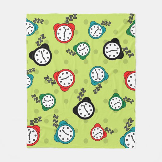Adorabel Wecker Muster grün Fleece Blanken (Vorderseite)