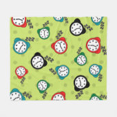 Adorabel Wecker Muster grün Fleece Blanken (Vorderseite (Horizontal))