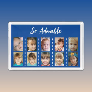 Adorable 10 Foto Collage weiß blau Acryl Tablett