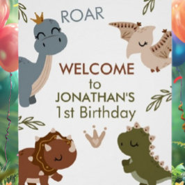 Adorable 1. Geburtstag Boho Dinosaurier Poster