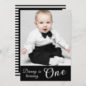 Adorable 1. Geburtstag Foto schwarz-weiß Einladung (Vorne/Hinten)