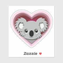 Adorable 3D Heart Koala Bärenaufkleber