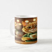 Adorable 3D Render of a Ginger Cat Barista Holding Kaffeetasse (Vorderseite Links)