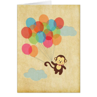 Adorable Affe fliegt weg mit Balloons