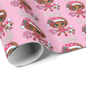 Adorable African American Girl & Puppy Christmas Geschenkpapier (Rolleneckpunkt)