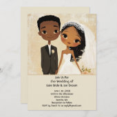 Adorable African American Hochzeit Einladung (Vorne/Hinten)
